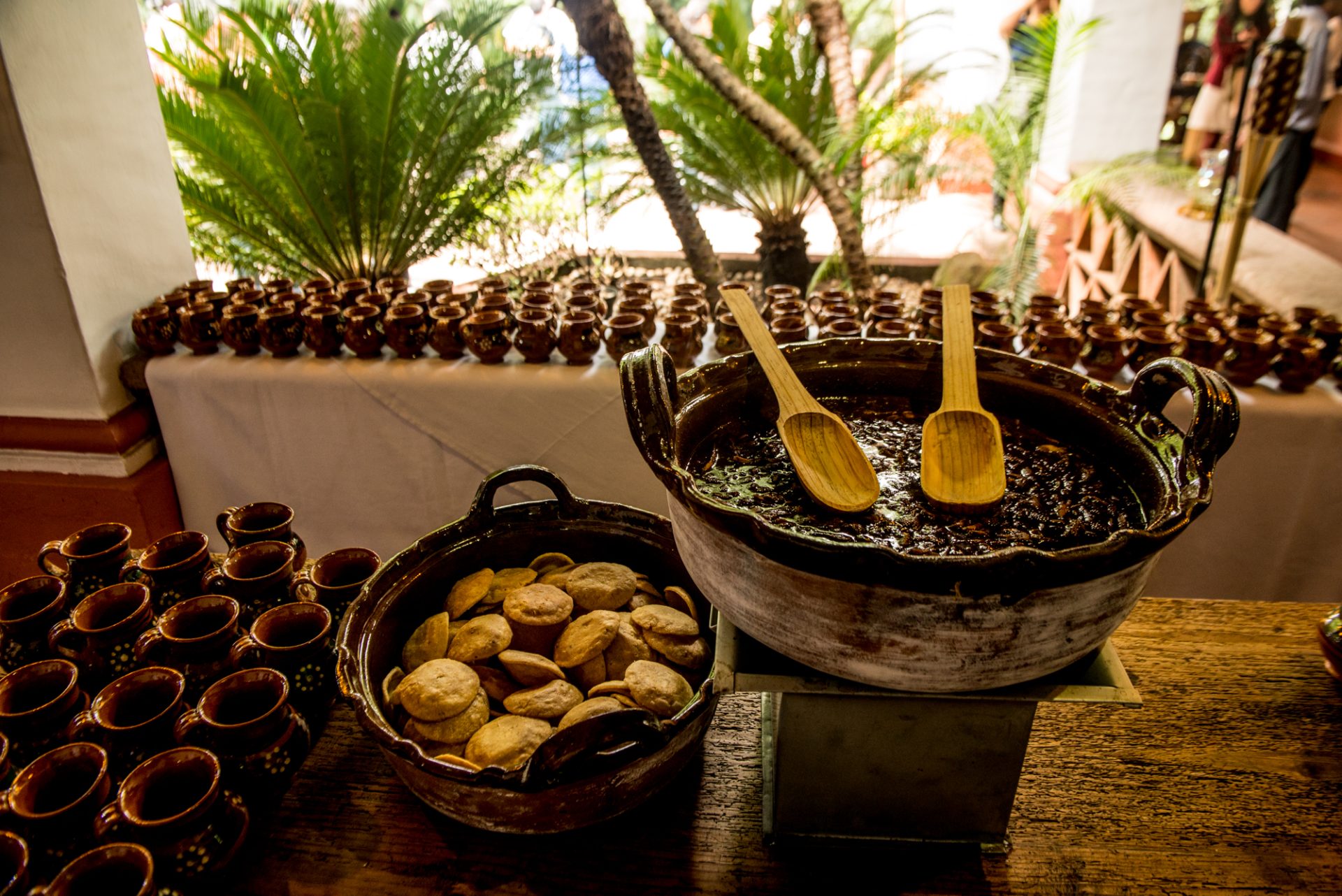 Delicious food served on lead-free pottery.