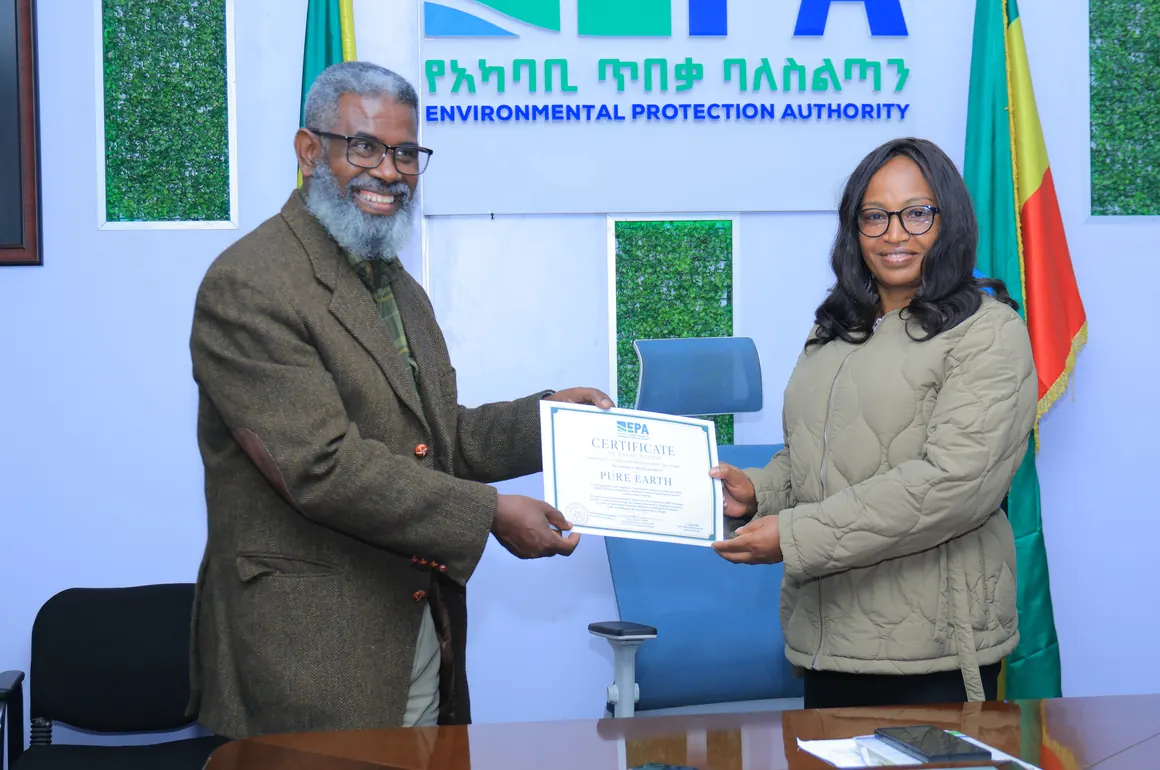 Ethiopia’s Environmental Protection Authority formally certifies Pure Earth as a partner in the national fight against lead poisoning.